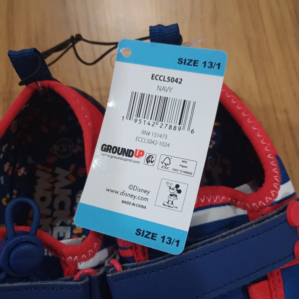Size 13/1 Disney Mickey Mouse Water Shoes for Boys